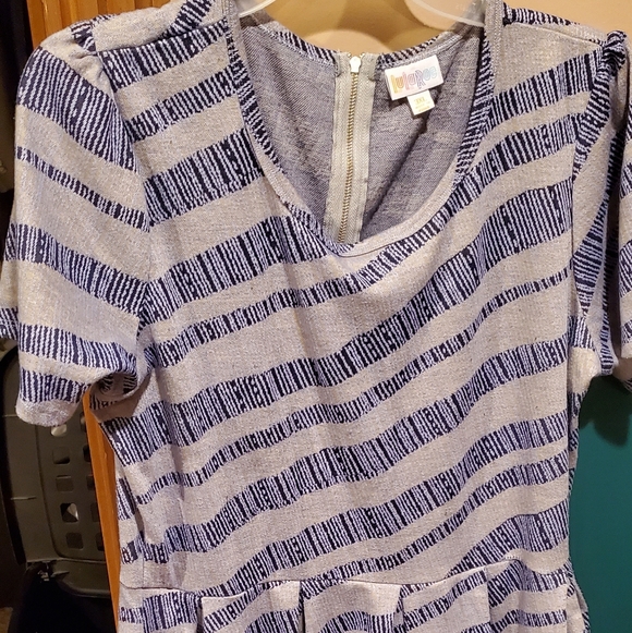 Dresses & Skirts - LuLaRoe Amelia Striped Blue and Gray Dress